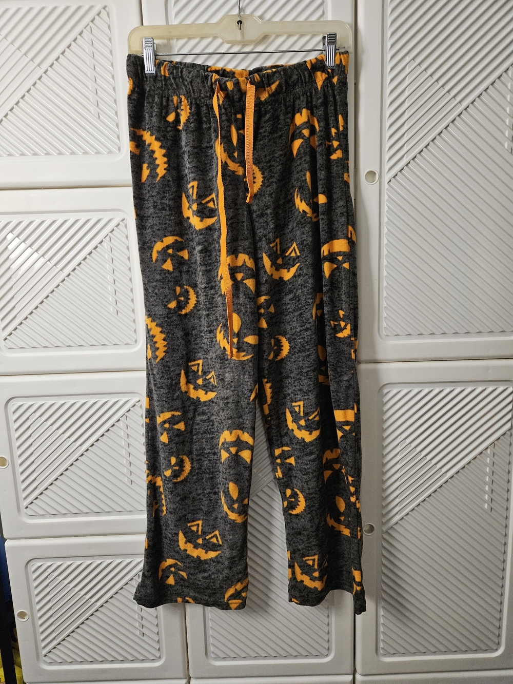 Gray & Orange Halloween Pumpkin Pajama Bottoms
